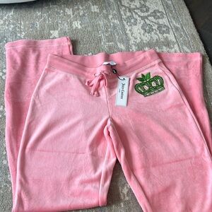 Juicy Couture Pink Track Pants with Green Crown Embroidery